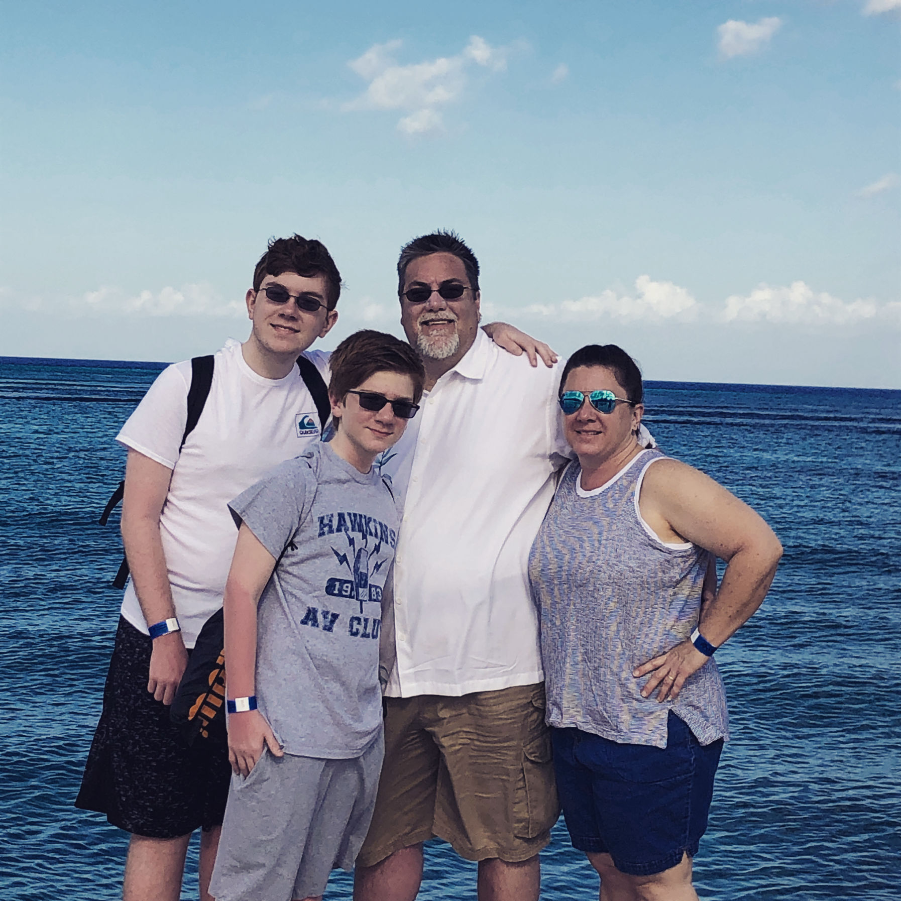 David Brodosi and family on the beach of Cozumel
